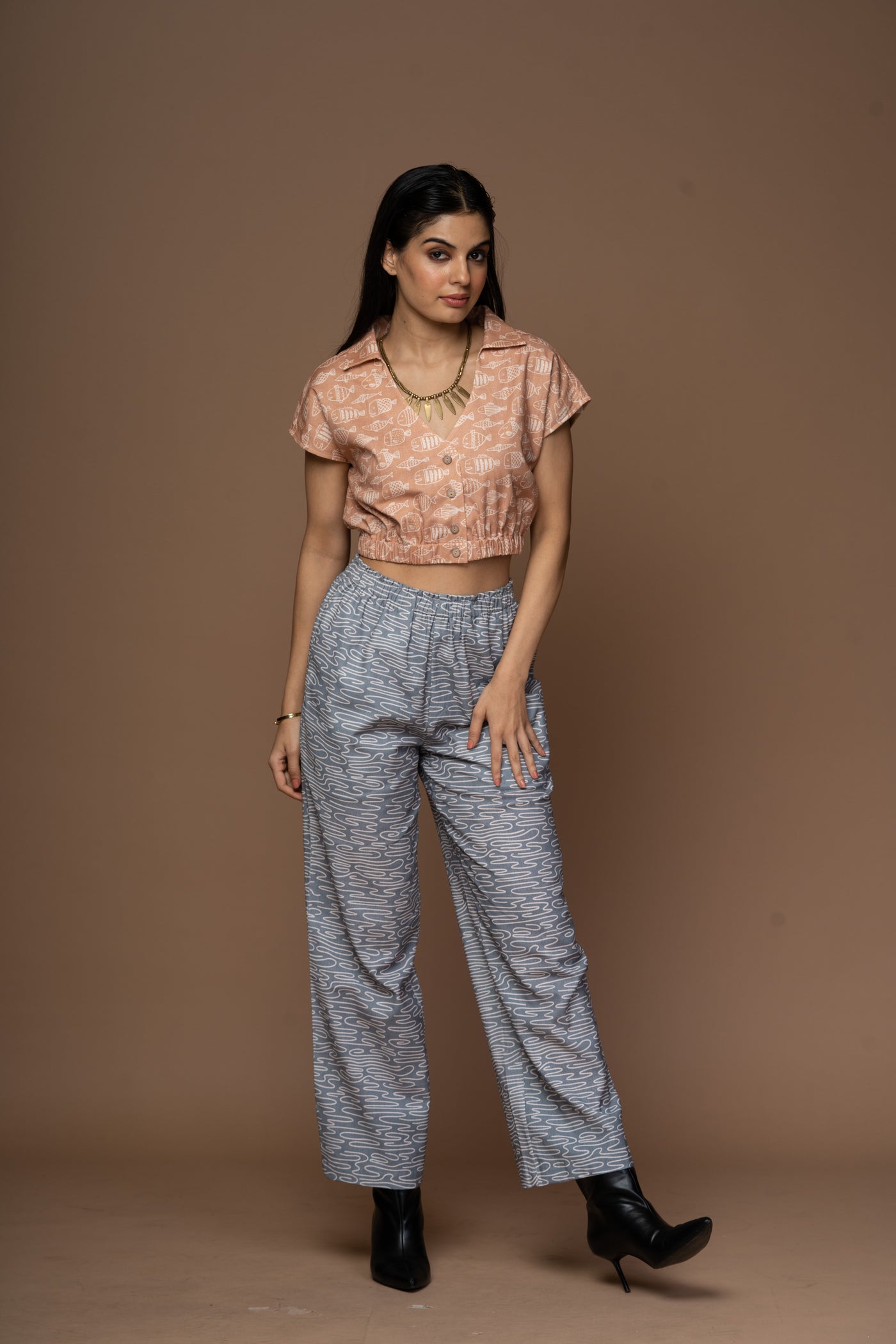 Earthy Collar Me In Crop Top