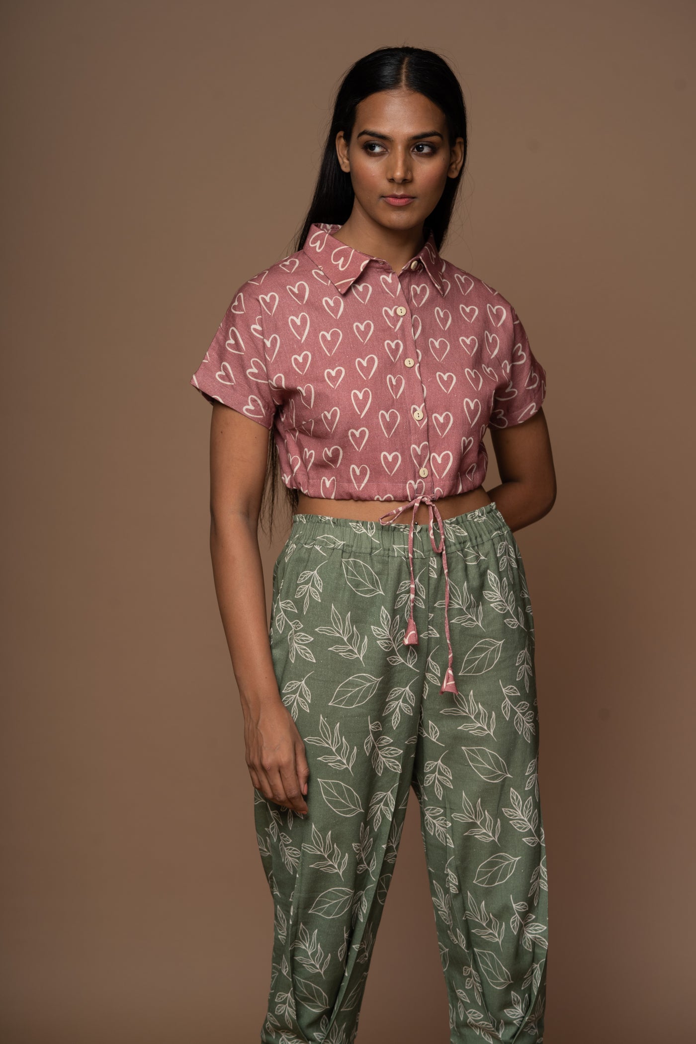 Muted Mauve Classic Collar Crop Top