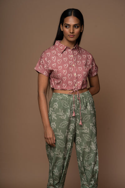 Muted Mauve Classic Collar Crop Top