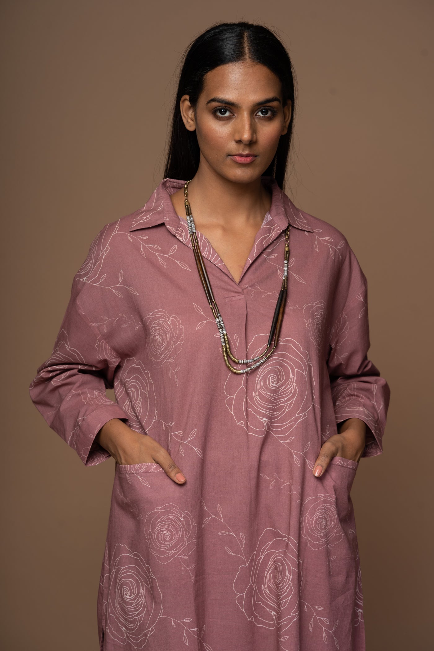 Mauve Alma Kurta in Scents of Memories Pattern