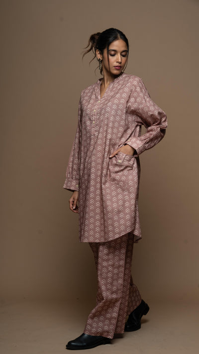 Pale Mauve Inaaya Co-ord Kurta Set in Jump with joy Pattern