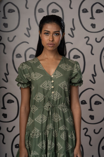 Pull and Play Short Boho Dress in Diamonds of Bohemia Pattern