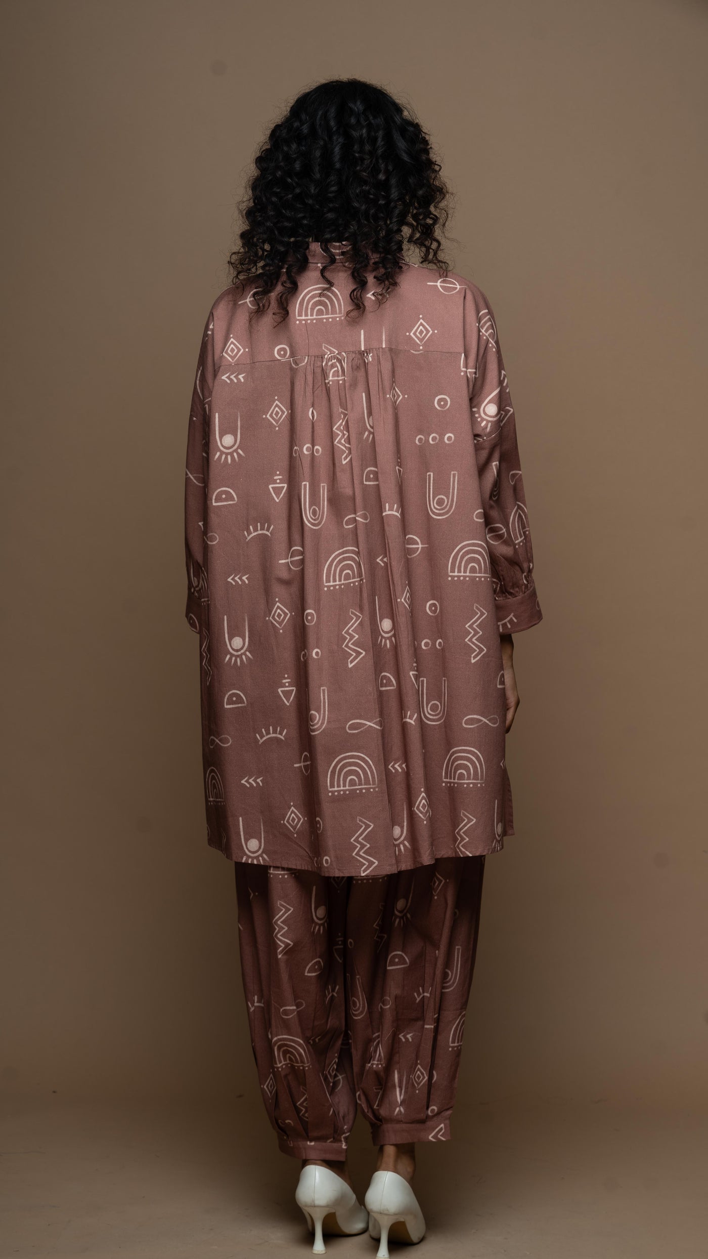 Muted Mauve Eira Co-ord Kurta Set in As boho as it gets Pattern