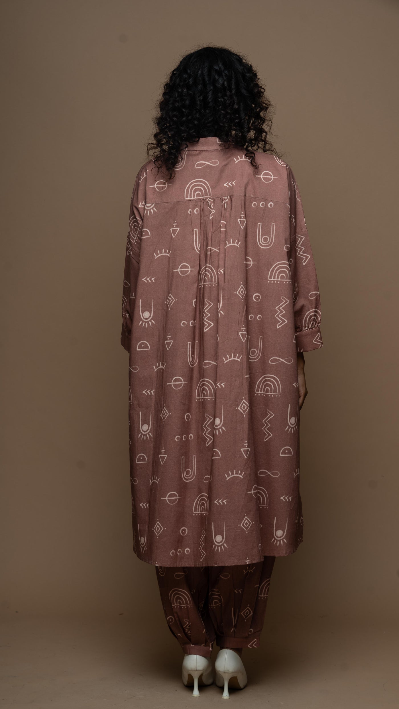 Muted Mauve Eira Co-ord Kurta Set in As boho as it gets Pattern