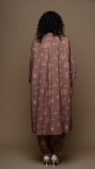 Muted Mauve Eira Co-ord Kurta Set in As boho as it gets Pattern