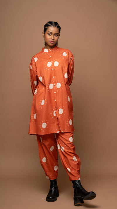 Terracotta Vista Co-ord Pants Set in Sunshines On Pattern