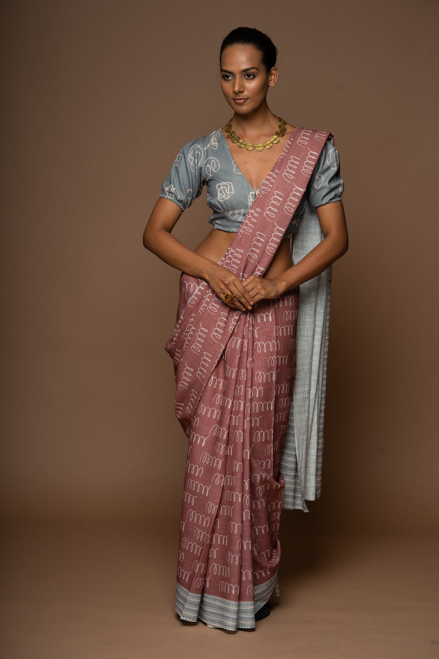 Squiggle Swirl Linen Sari