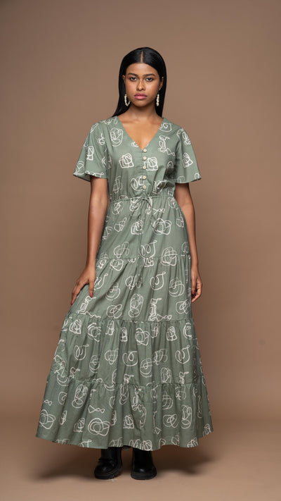 Simple Cinch Long Dress in And I Dream More Pattern