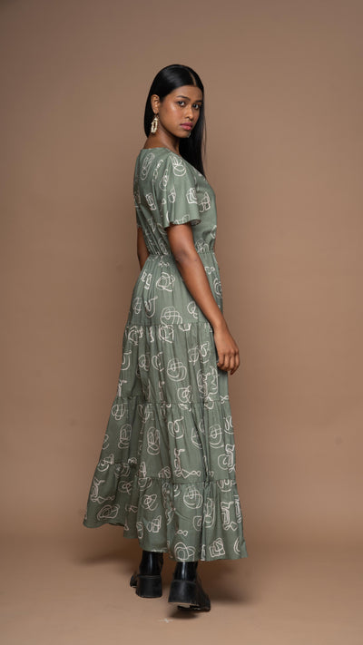 Simple Cinch Long Dress in And I Dream More Pattern