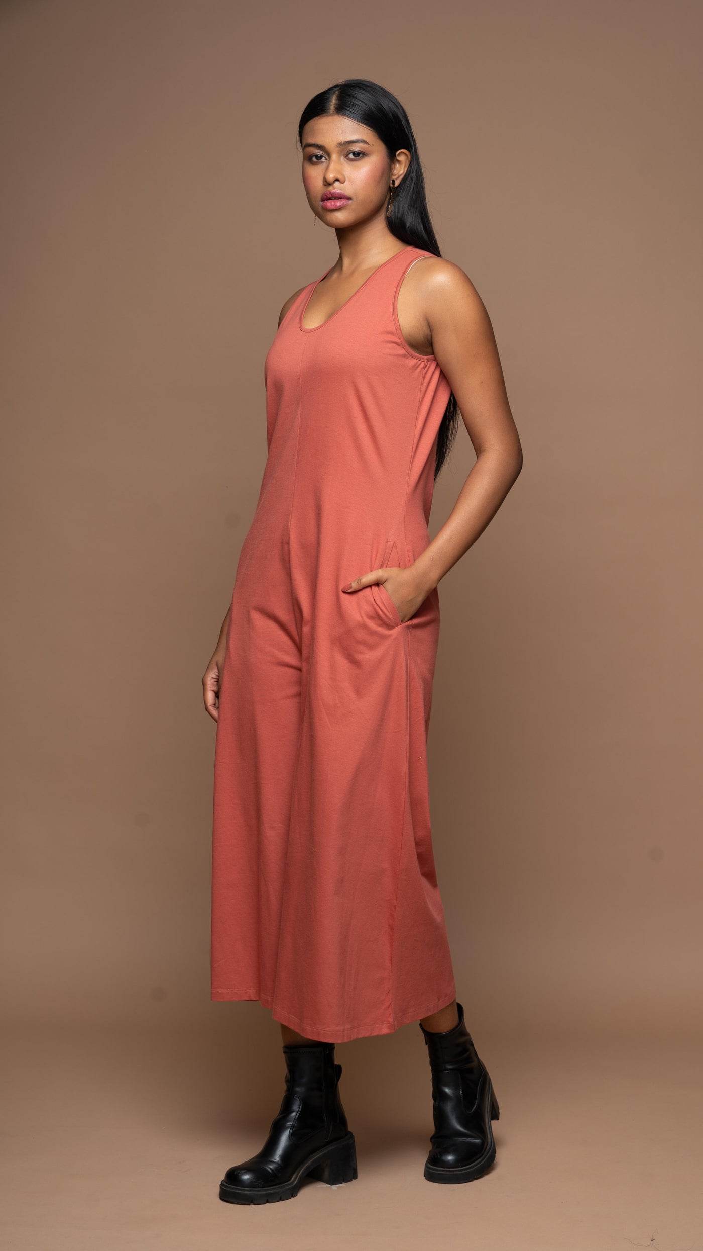 U-Radiance Jumpsuit in Dusty Red