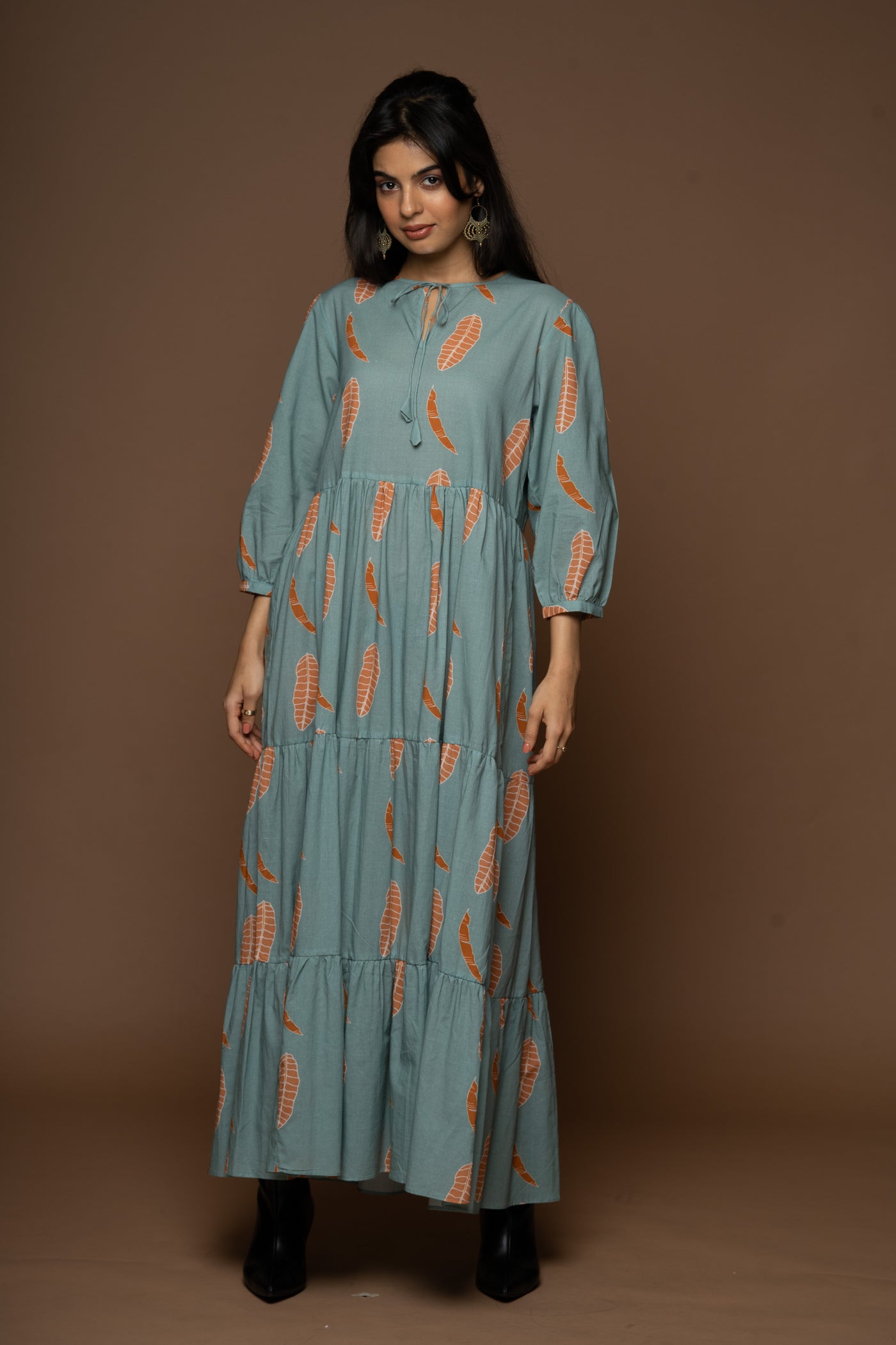 Whispering Comfort Long Maxi Dress in Belief Pattern