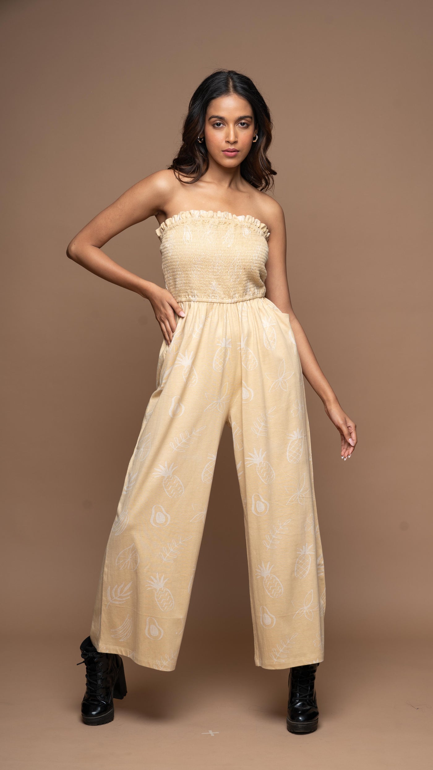 Strapless Vibe Jumpsuit in Paradise Pattern