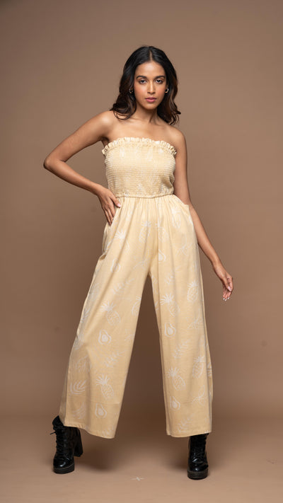 Strapless Vibe Jumpsuit in Paradise Pattern