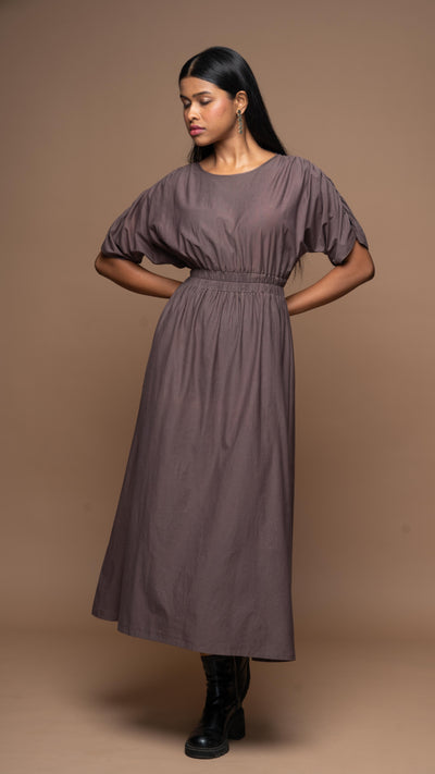 Ripple Charm Jersey Dress - Plum