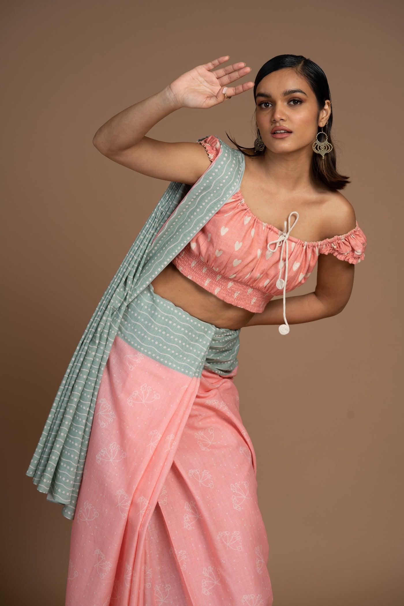 Dancing Petals Cotton Sari