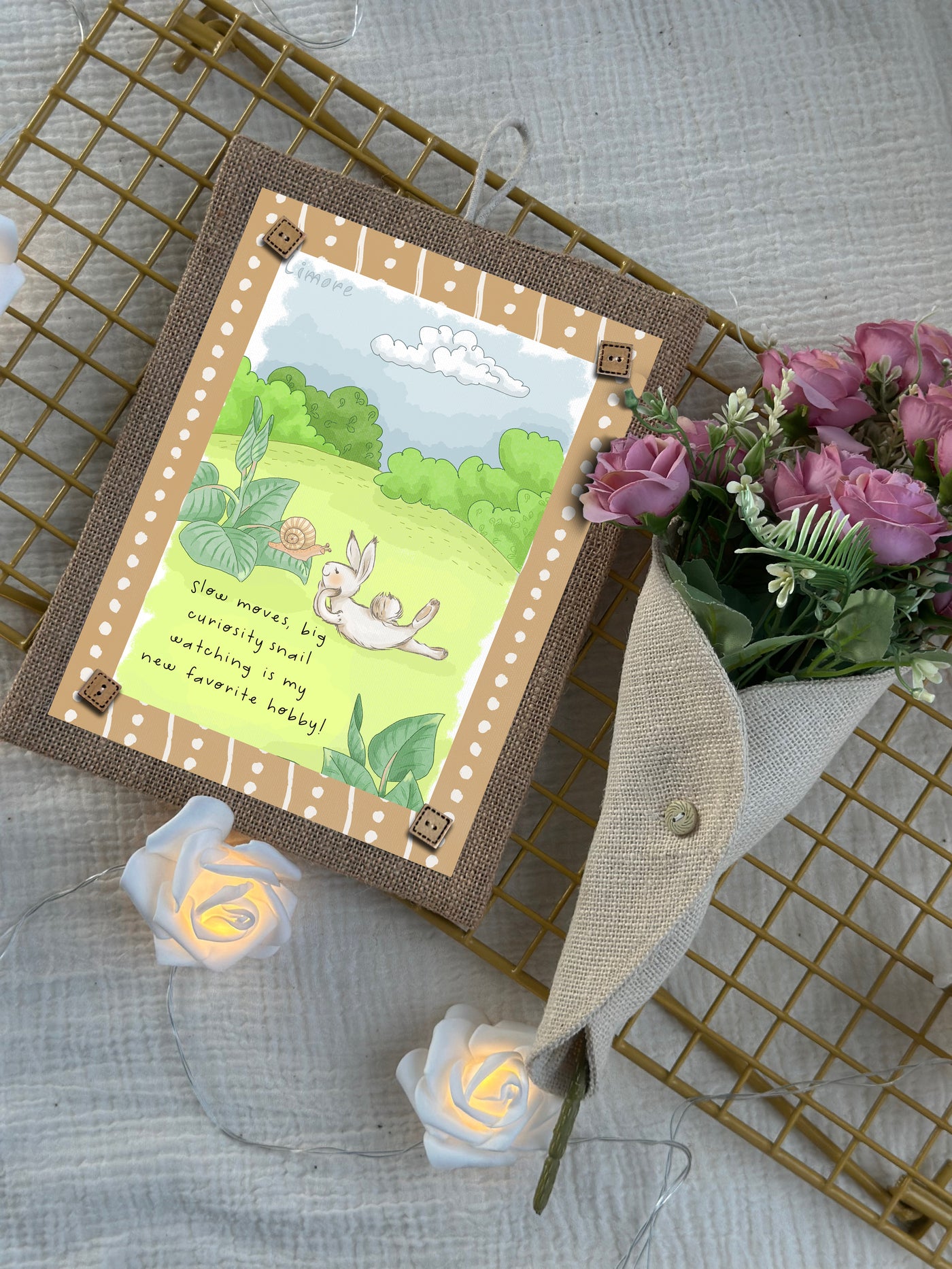 Snail Watcher Bunny Wall Art