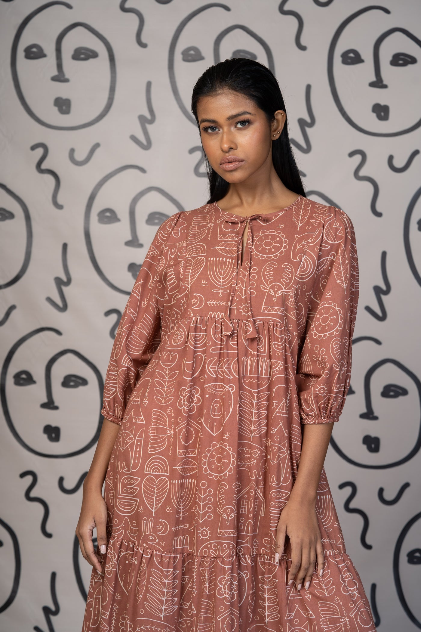 Timeless Charm Long Maxi Dress in Simply Scandi Pattern