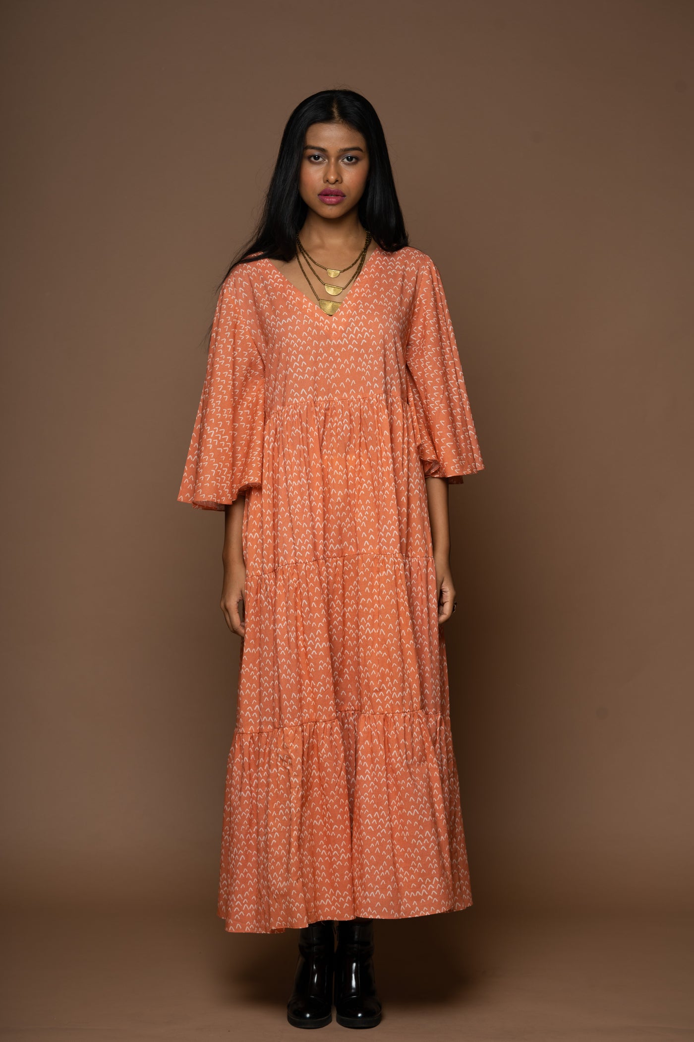 Tiered Twilight Long Maxi Dress in Faraway Land Pattern