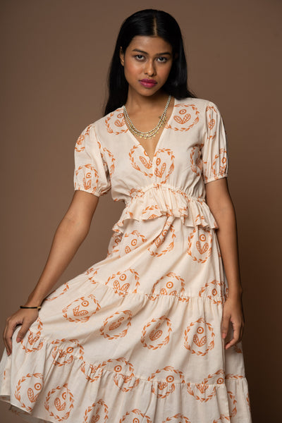 Frolic Frills Midi Maxi Dress in I Heart Boho Pattern