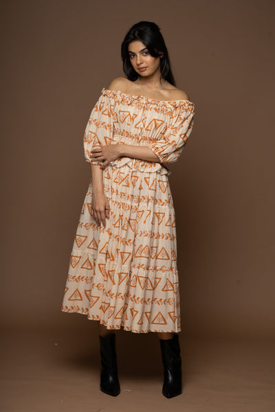 Soft Sigh Midi Dress in 3 Rules of Love Geometric Pattern