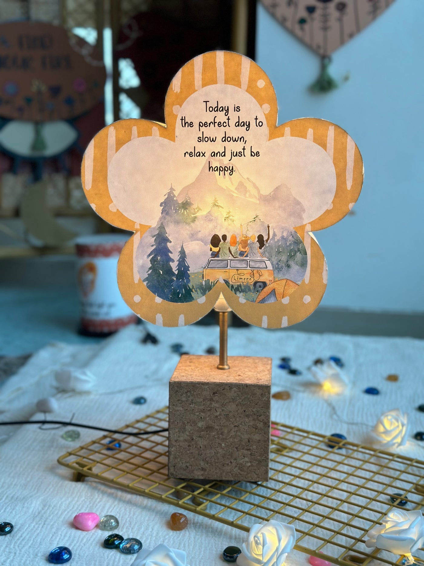 Hiker's Hideaway Floral Lamp