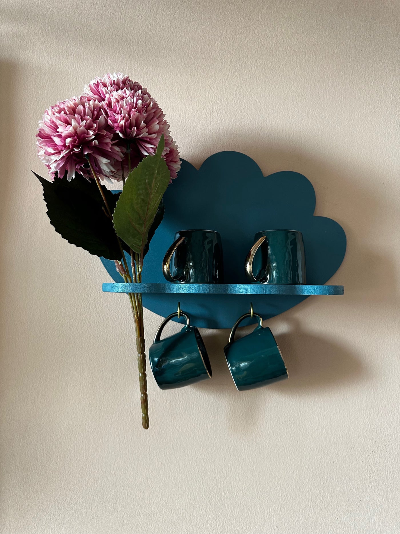 Dusky Blue Petal Abstract Wall Shelf