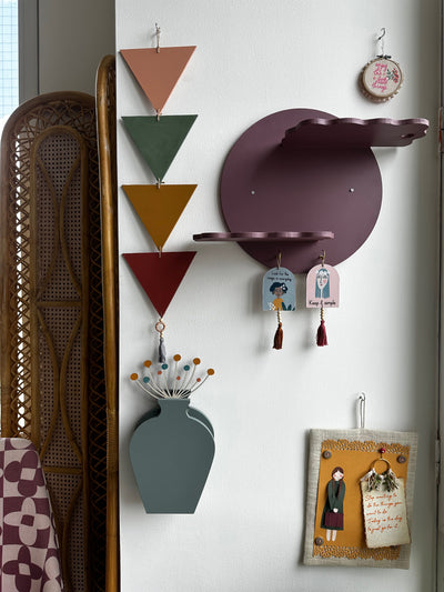 Dusky Mauve Dual-Deck Circle Wall Shelf