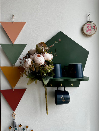 Dark Green Pentagon Peak Wall Shelf