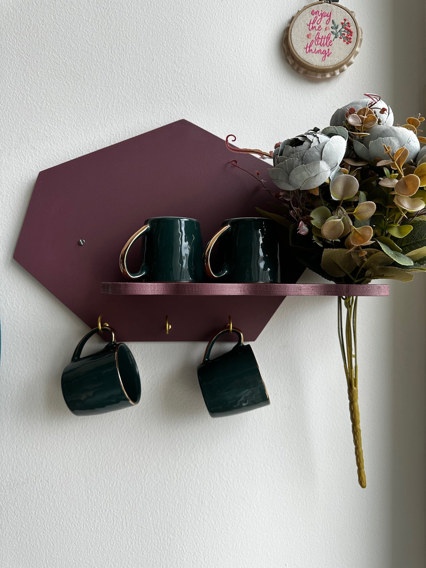 Plum Unbalanced Hex Wall Shelf