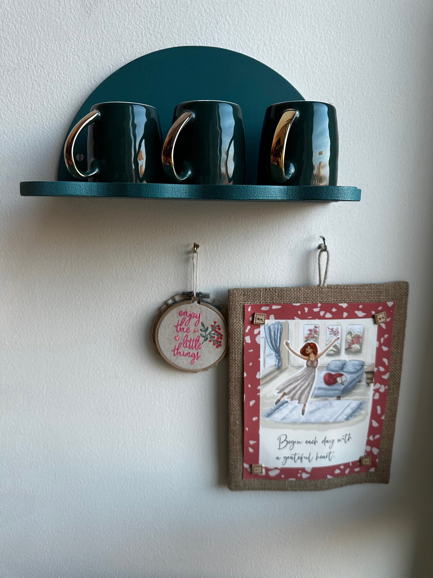 Teal Semi Moon Wall Shelf