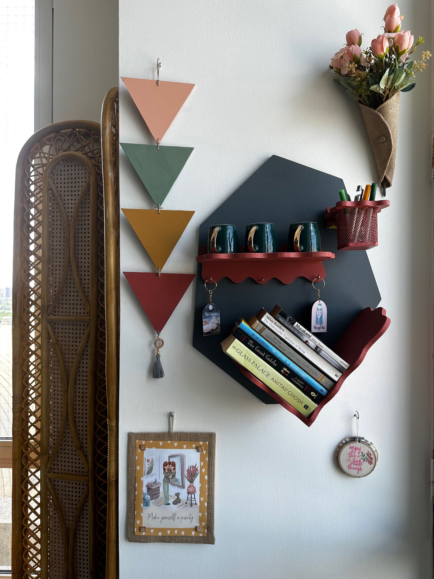 Smoky Gray Unbalanced Hex Wall Shelf