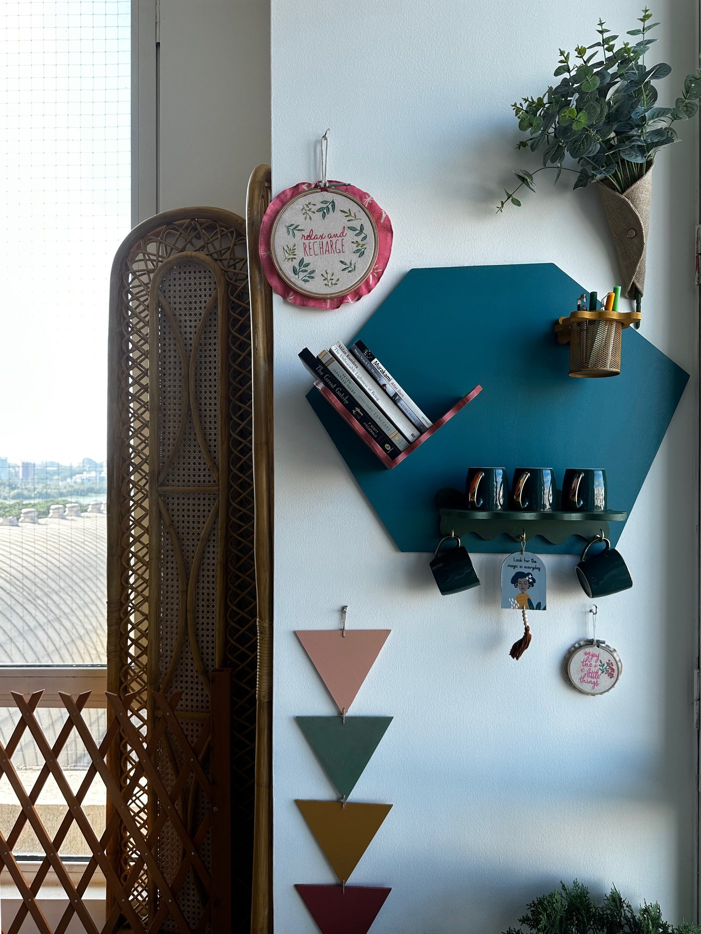 Teal Blue Hexa Harmony Wall Shelf