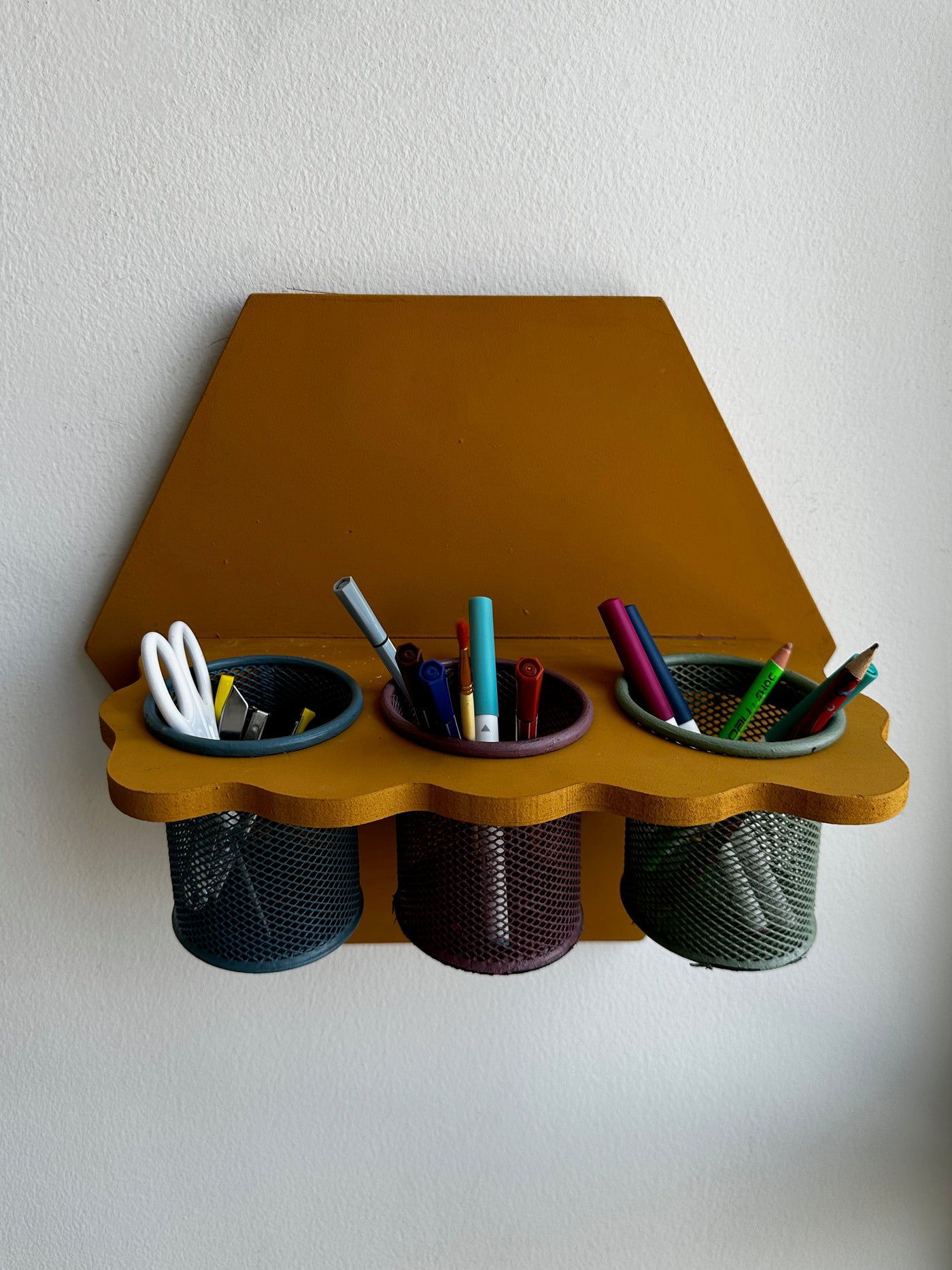 Mustard Hexagon Hub Stationery Organiser