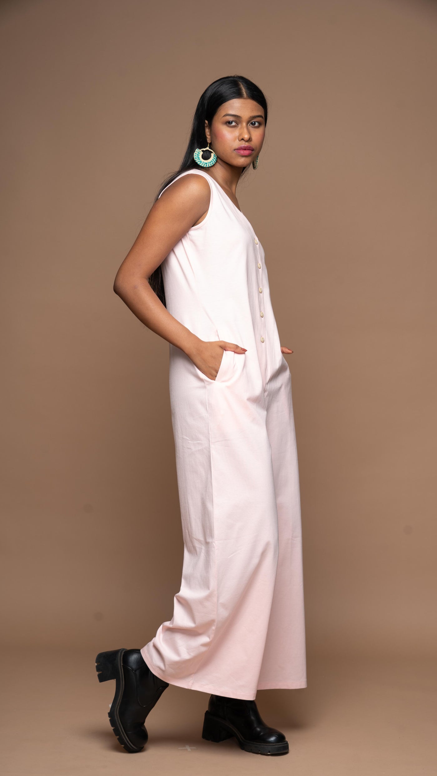 Viva V-neck Jumpsuit in Blush