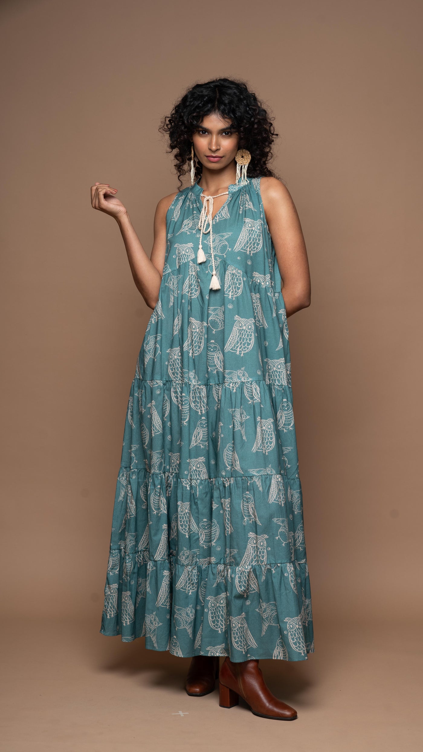 Bohemian Breeze Long Maxi Dress in Night Time Pattern