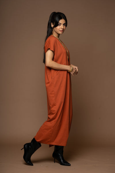 Effortless Pocket Dress - Rust