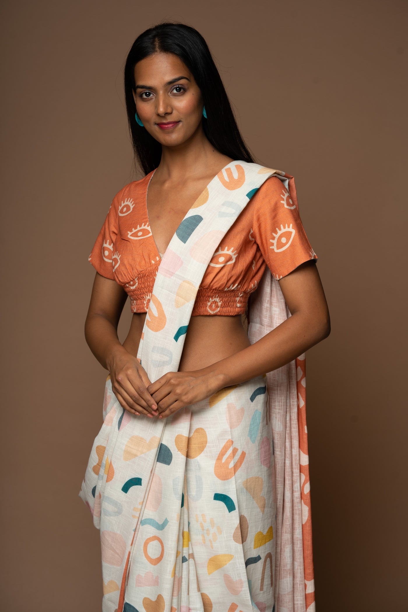 Mystical Echoes Linen Sari