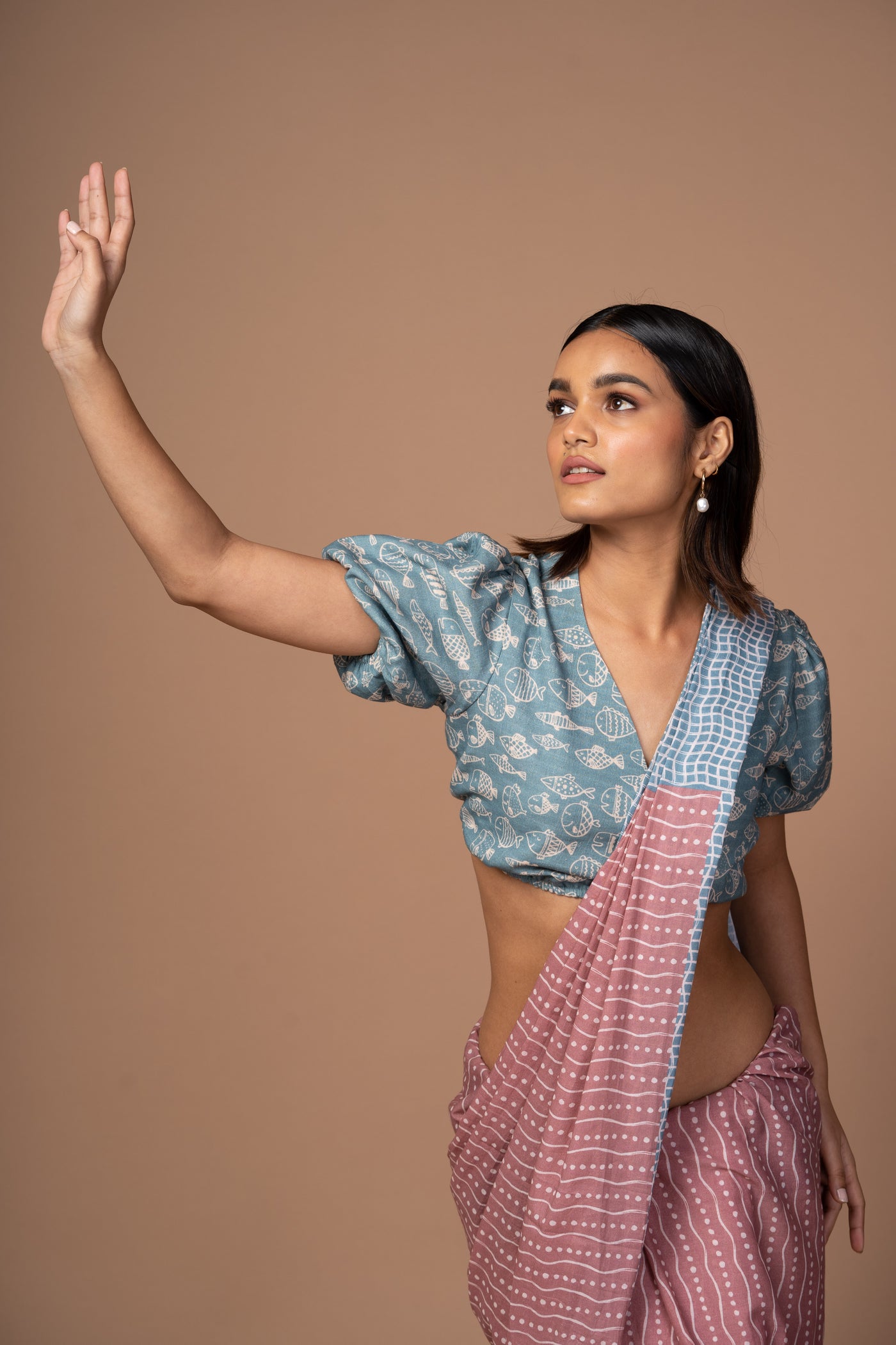 Waves of Dots Cotton Sari