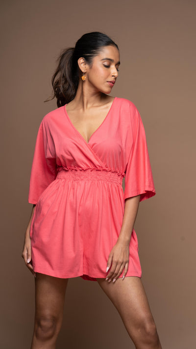 Crossover Charm Jumpsuit in Fuchsia