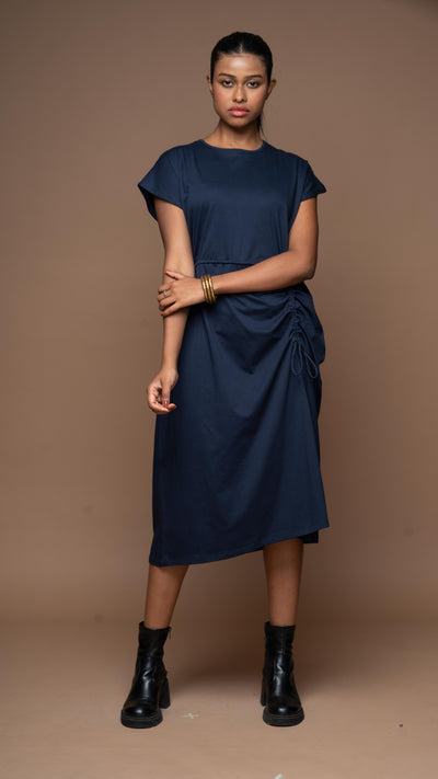 Wings & Strings Jersey Dress - Navy Blue