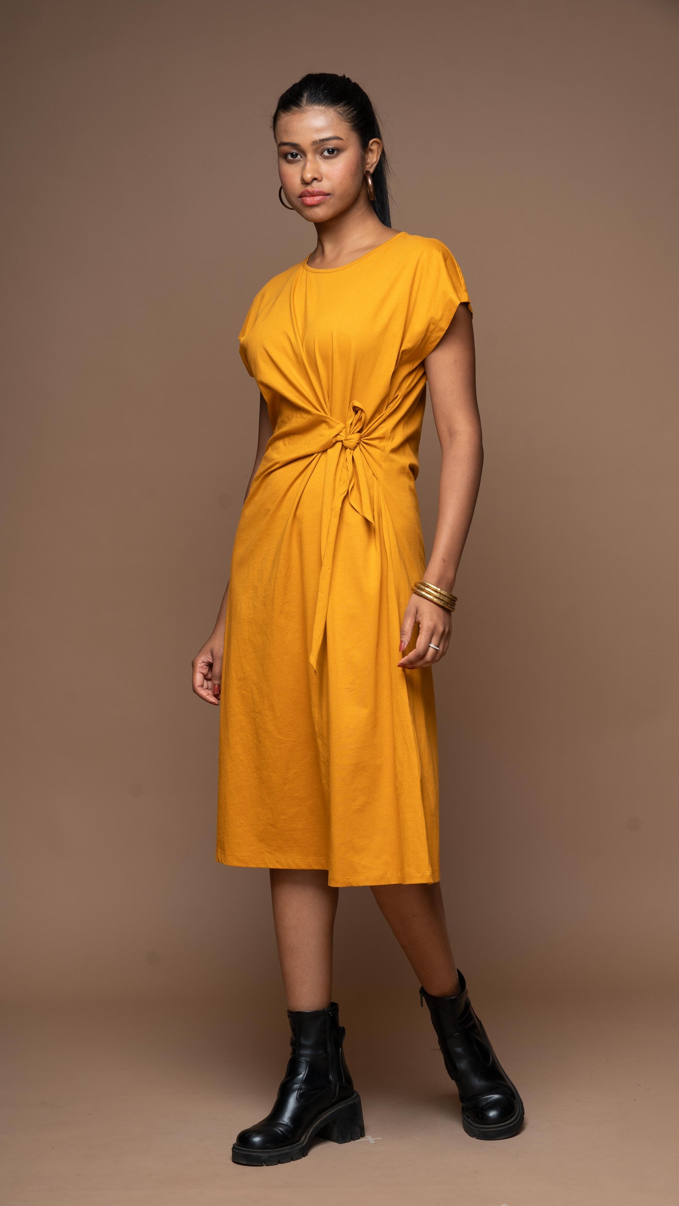 Knot Me Pretty Jersey Dress - Mustard