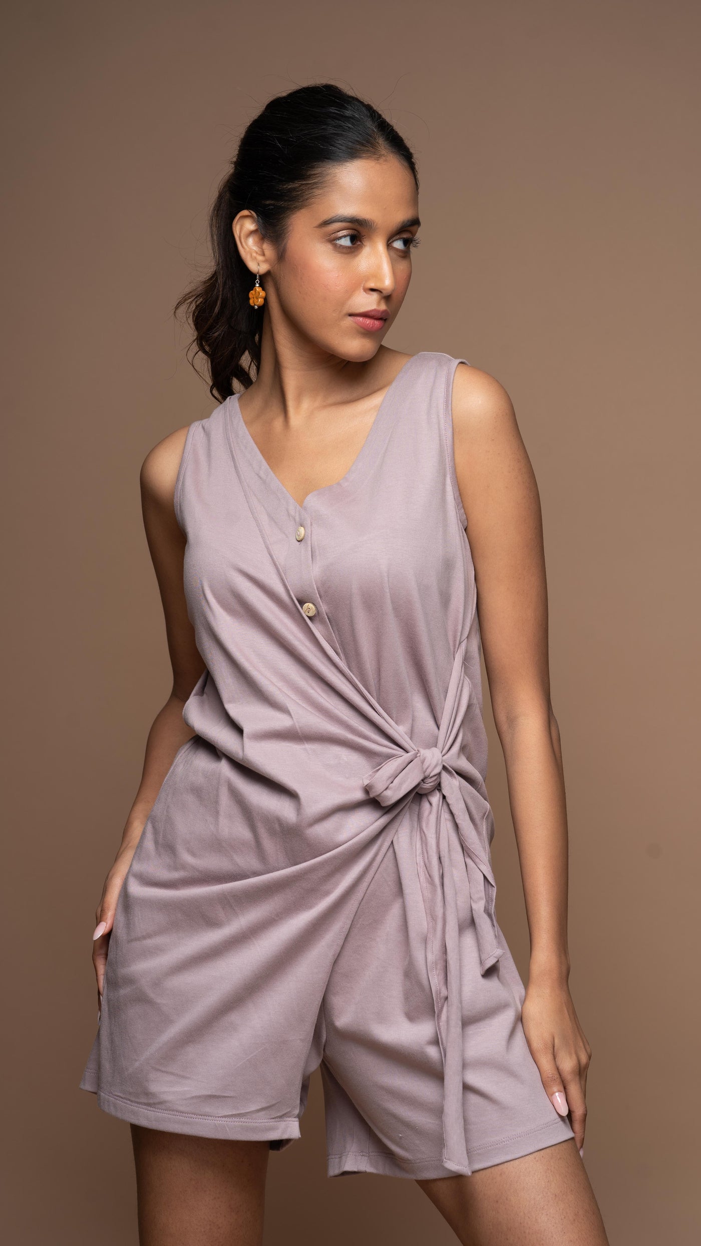 Knot & Twist Jumpsuit in Pale Mauve