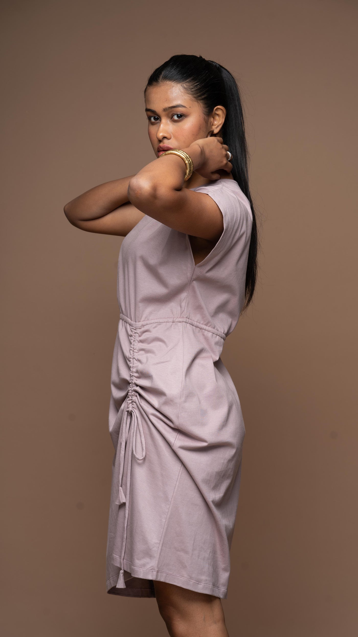 jersey dress with strings Jersey Dress W/ Side Strings