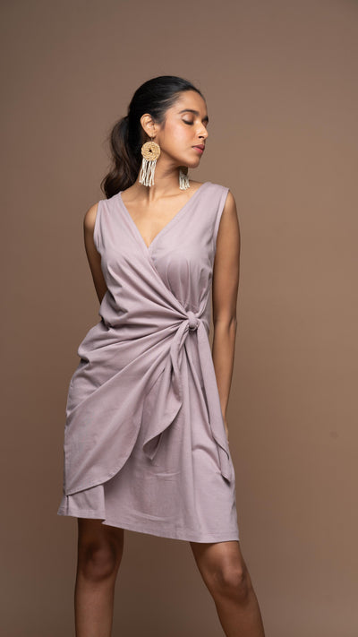 Cross & Knot Jersey Dress - Pale Mauve