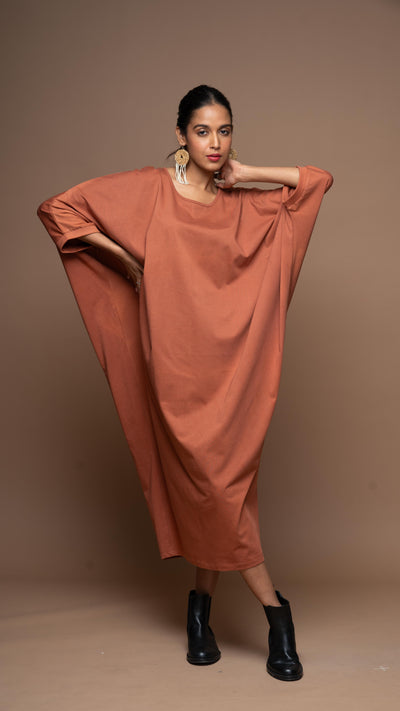 Wings of Style Jersey Dress - Rust