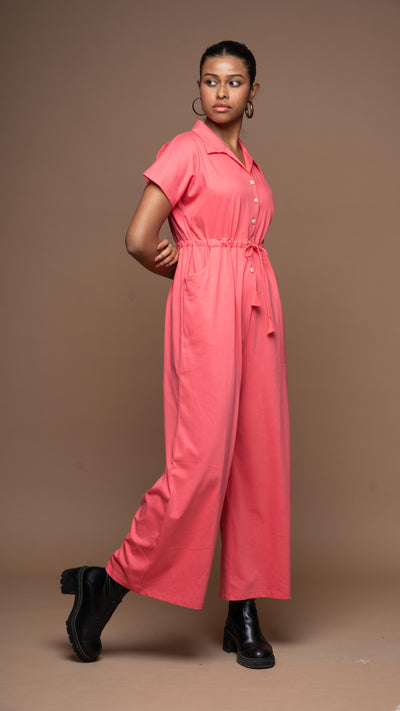 Collarista Jumpsuit in Fuchsia