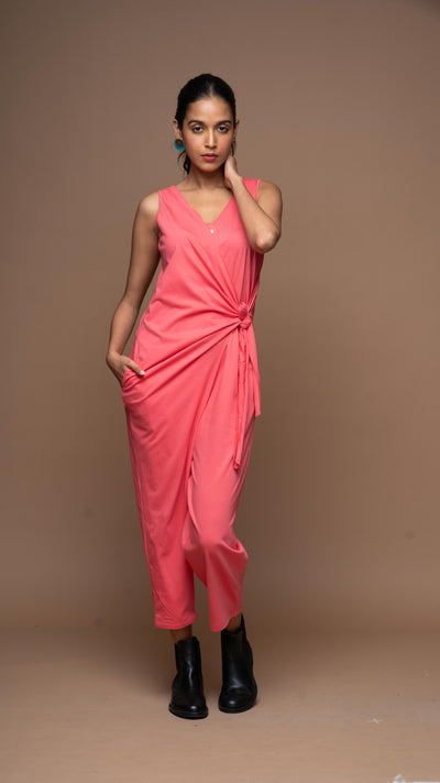 Knot & Twist Jumpsuit in Fuchsia