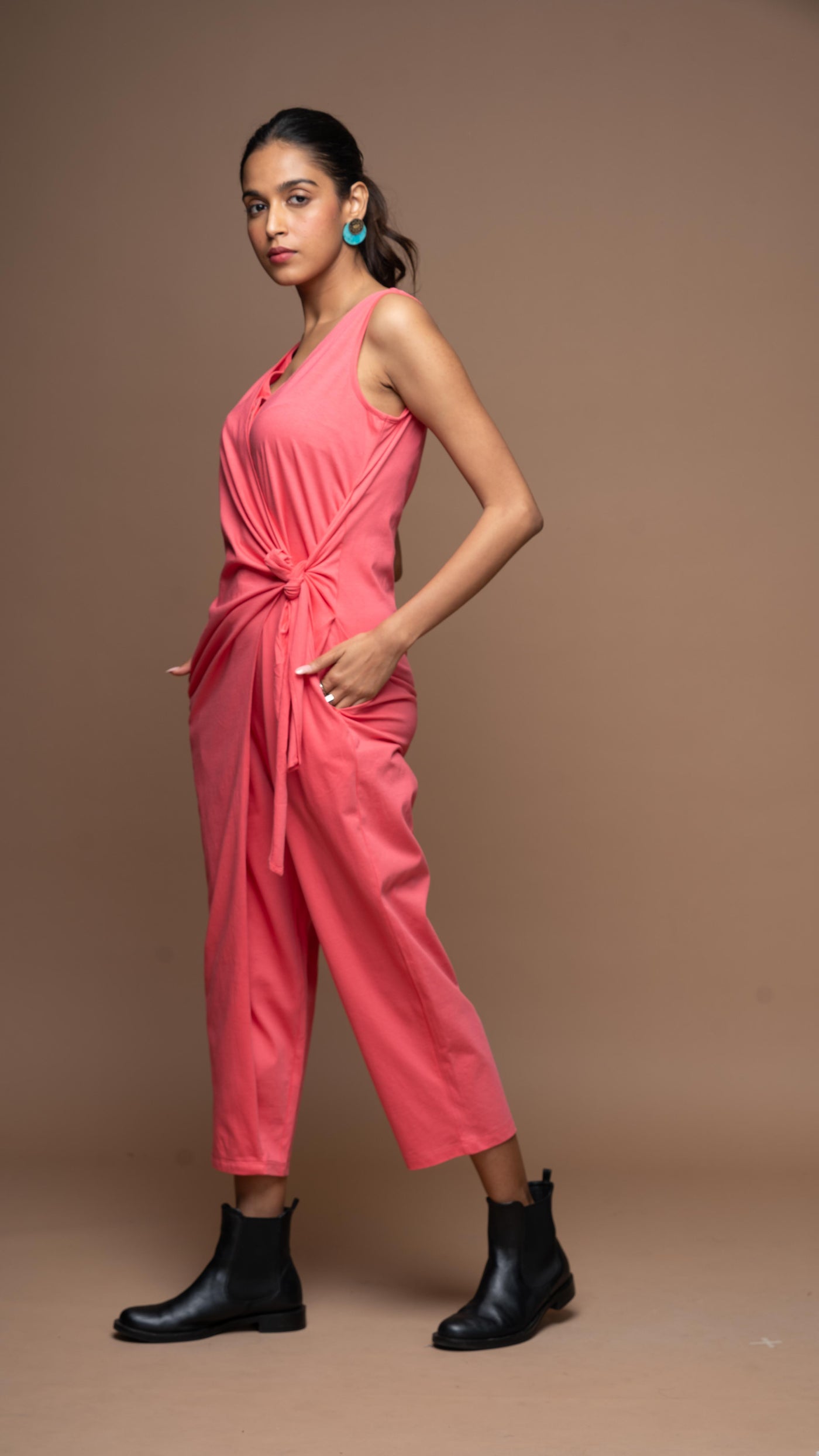 Knot & Twist Jumpsuit in Fuchsia