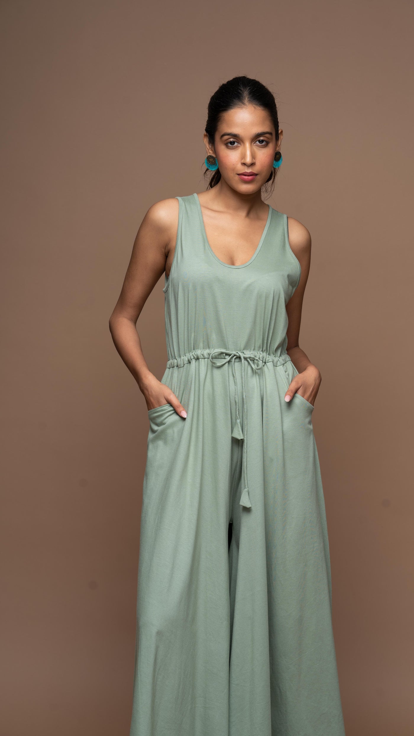 Cozy U Jumpsuit in Dusty Sage