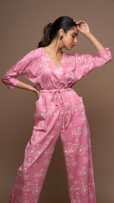 Timeless Crossover Jumpsuit in Tring Tring Pattern